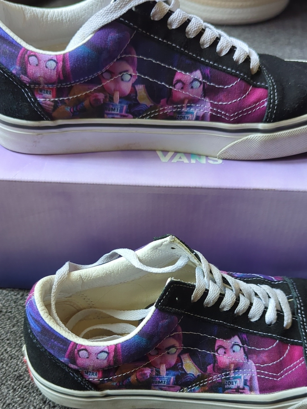 K Pop Demon Hunters Vans Low-Top Sneakers in Black, Pink & Purple